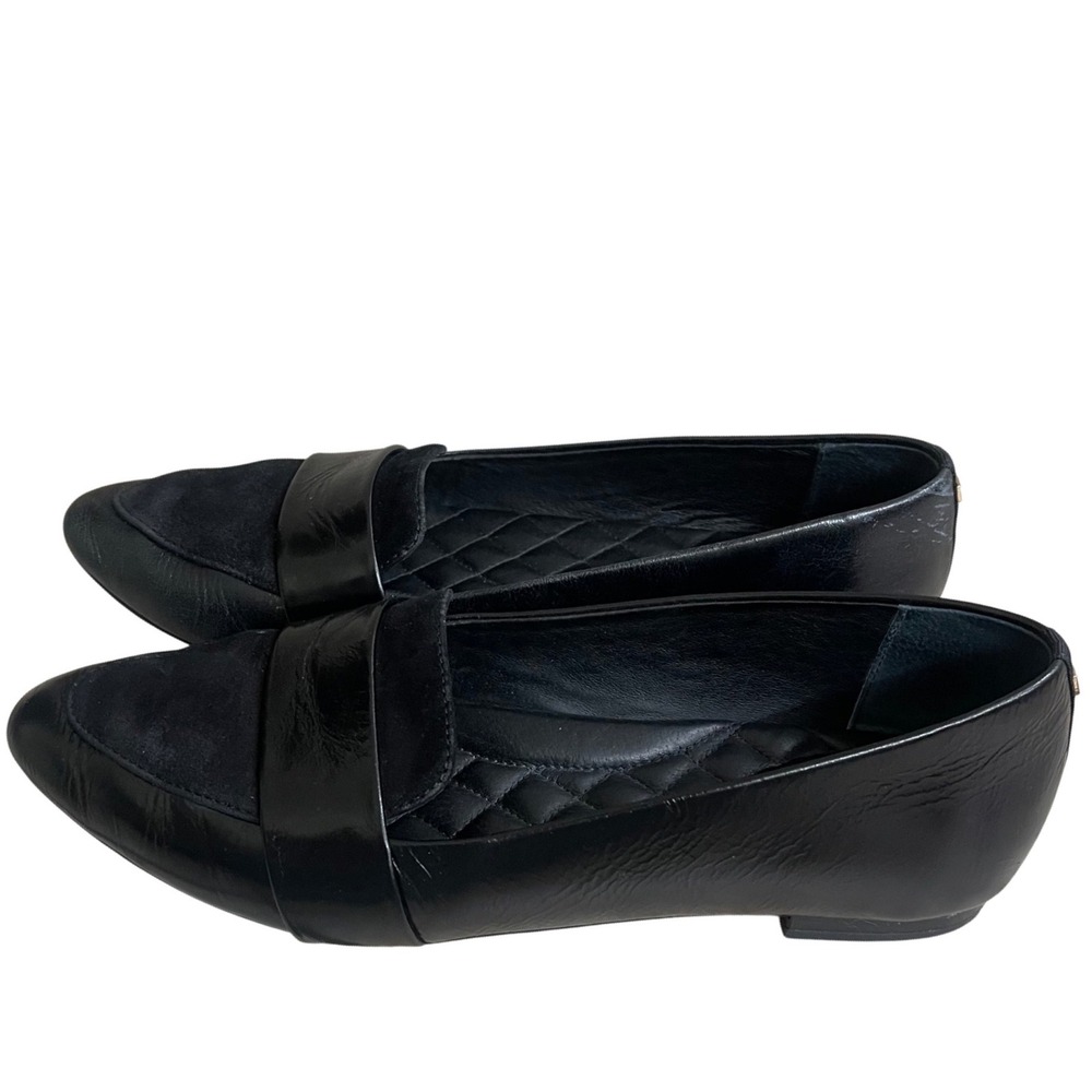Birdies sparrow Black Leather Suede Pointed Toe Loafer Flats Womens Size 8